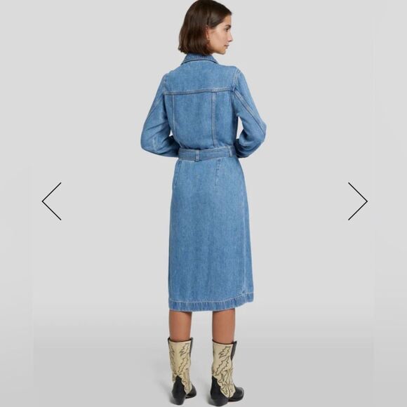 7 for all mankind denim lustre midi dress size small in valentine - Picture 3 of 11